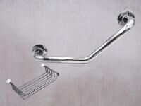 Vorschau: RIDDER Bad Winkel-Haltegriff Sam M mit ergonomisch geformter Grifffläche inkl. Ablagekorb