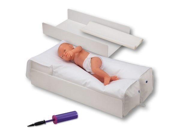 Dr. Winkler Sonolagerungsschiene mit U-Schale zur Anwendung bei der Hüftsonographie von Säuglingen