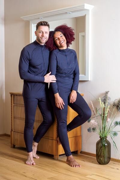 Moser Damen Zipper-Shirt mit langem Arm und Reißverschluss 100 % Merino-Wolle