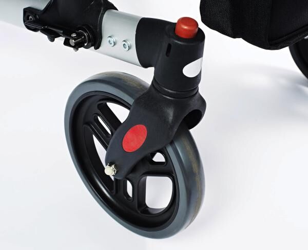 RIDDER Rollator Mio doppelt zusammenfaltbar mit Ankipphilfe, Sitz, Rückengurt u. Reflektoren