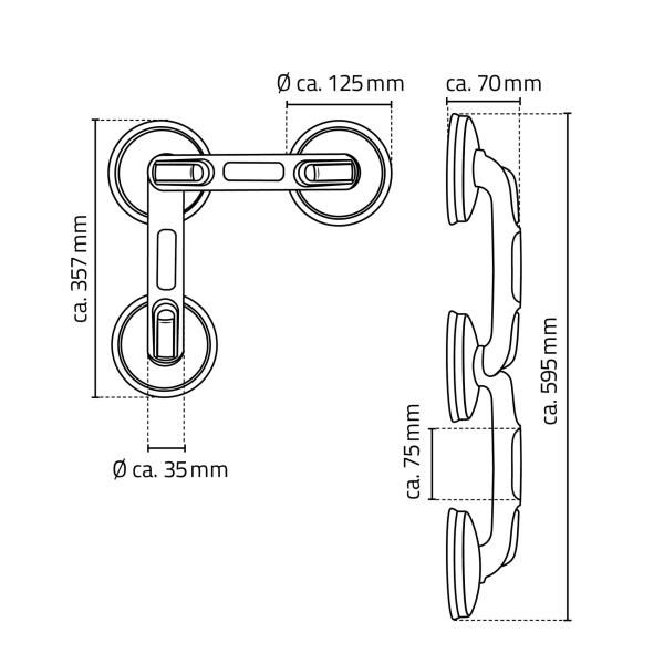 RIDDER Bad Winkel-Sauggriff Rob L, Griffleisten mit Fingermulden und ergonomischer Form