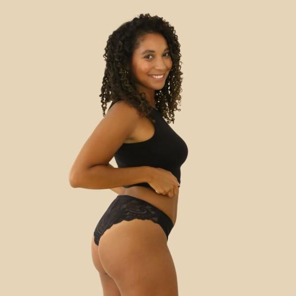 dais Periodenunterwäsche Brazilian Daily mit Spitze u. Einlage, für leichte Tage, 3er Bundle Schwarz