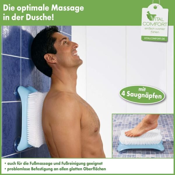 Vital Comfort Wandbürste mit Saugnäpfen zur Wand- oder Bodenmontage