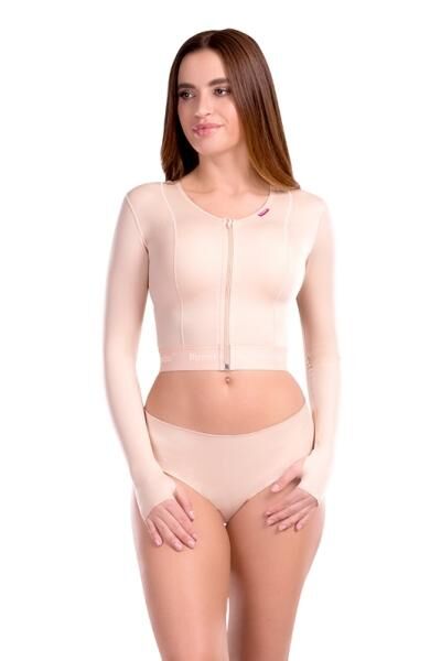 lipoelastic MTf Smooth Comfort postoperative Kompressionsweste mit Daumenschlaufe u. Reißverschluss