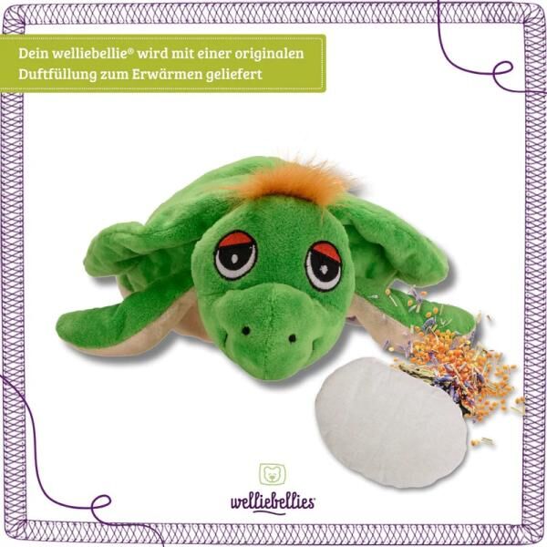 welliebellies® "Schildkröte groß" Wärmekuscheltier mit Bio-Hirse-Füllung, spendet bis zu 90 min Wärm