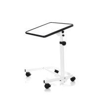 REHAFORUM MEDICAL Betttisch, Weiß höhenverstellbar mit 4 Räder und Feststellbremse