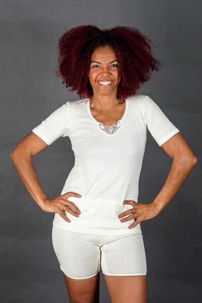 Moser Care Angora Damenschlüpfer Unterhose naturweiß mit 30 % Angora ohne Seitennähte