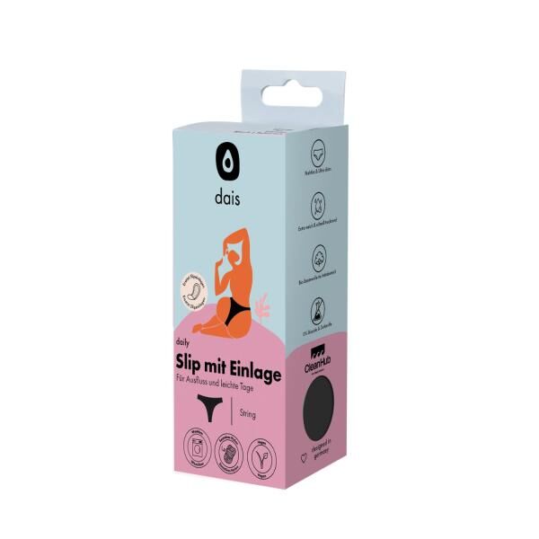 dais Tanga Daily Periodenunterwäsche mit Einlage, für leichte Tage, 3er Bundle, Schwarz