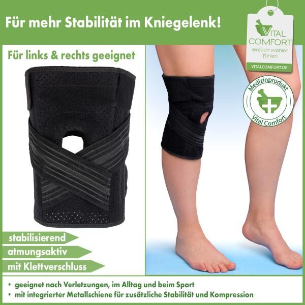 Vital Comfort Flexitek Aktiv Kniebandage stabilisiert das Knie mit Klettverschluss Universalgröße