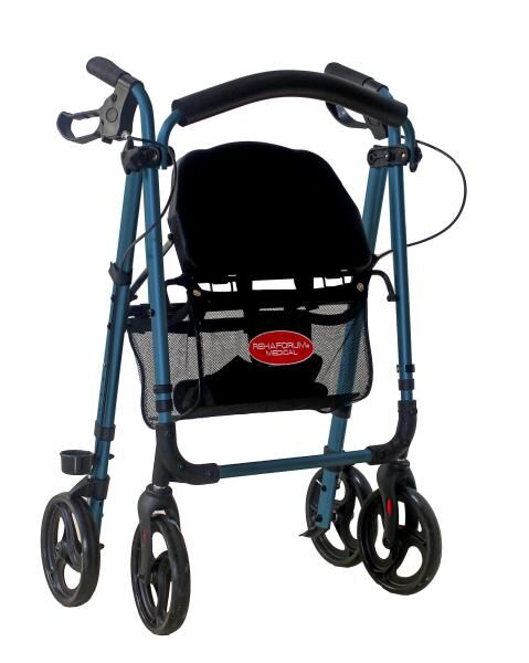 REHAFORUM MEDICAL Actimo Light Aluminium Rollator blau für innen und außen inkl. Zubehör