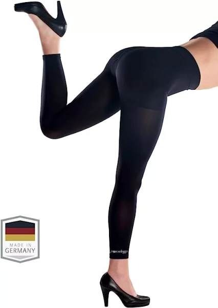 powerleggs® Kompression Leggings Damen schwarz mit Body-Shape-Effekt und Anti-Cellulite-Effekt