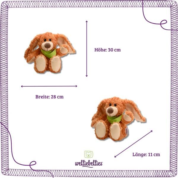 welliebellies® "Hase groß" Wärmekuscheltier mit Bio-Hirse-Füllung, spendet bis zu 90 min Wärme