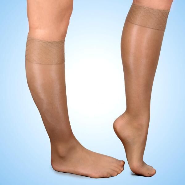 deeel Basics 5 Paar venenfreundliche Fein-Kniestrümpfe mit Spezial-Komfortbund 30 DEN