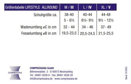 Compressana Kompressionskniestrumpf Lifestyle Allround für Freizeit, Reise und Sport