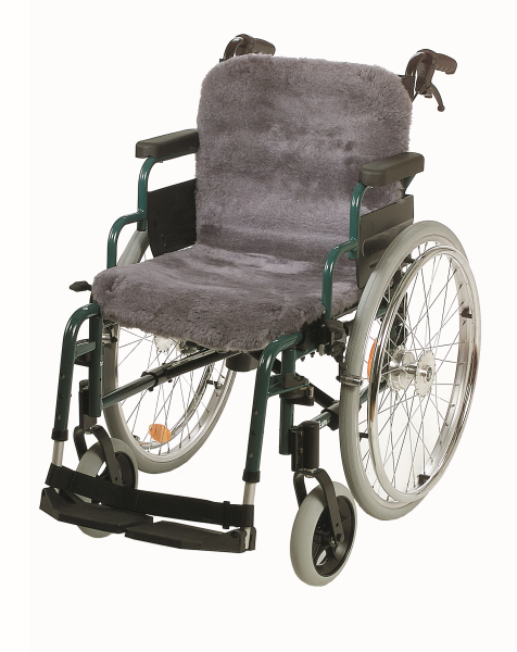 MORITZ REHA-HILFEN Rollstuhlauflage aus echtem Lammfell bedeckt Rücken- und Sitzteil
