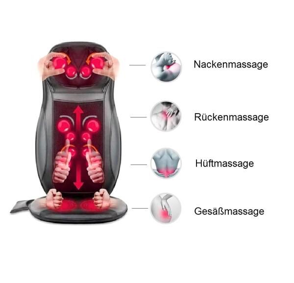 ergoleben Premium Shiatsu Sitzauflage mit 12 Massageköpfe, Vibrationsmassage und Wärmefunktion