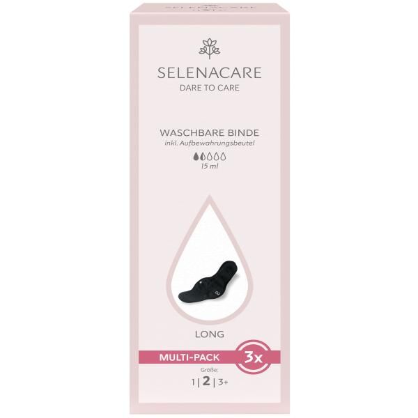 SELENACARE 3er Multipack waschbare Binde mit Druckknopf für leichte und mittlere Tage der Periode