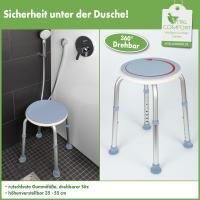 Vorschau: Vital Comfort Duschhocker höhenverstellbar 360 drehbar, Belastbarkeit bis 120 kg