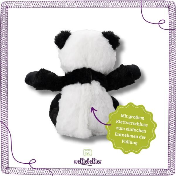 welliebellies® "Panda groß" Wärmekuscheltier mit Bio-Hirse-Füllung, spendet bis zu 90 min Wärme