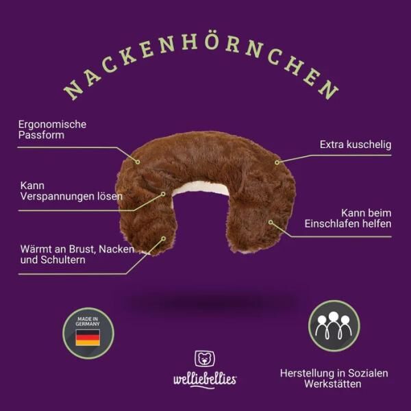 COSELLE Nackenhörnchen, Bio-Hirse Füllung, bei Verspannungen im Hals- und Nackenbereich, bis zu 90 m