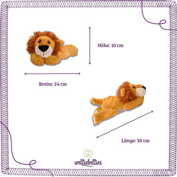 welliebellies® "Löwe groß" Wärmekuscheltier mit Bio-Hirse-Füllung, spendet bis zu 90 min Wärme
