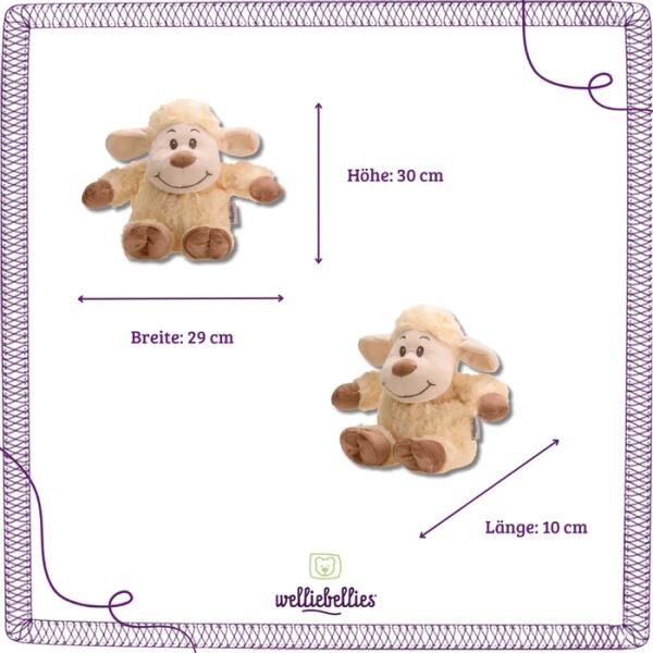 welliebellies® "Lamm groß" Wärmekuscheltier mit Bio-Hirse-Füllung, spendet bis zu 90 min Wärme