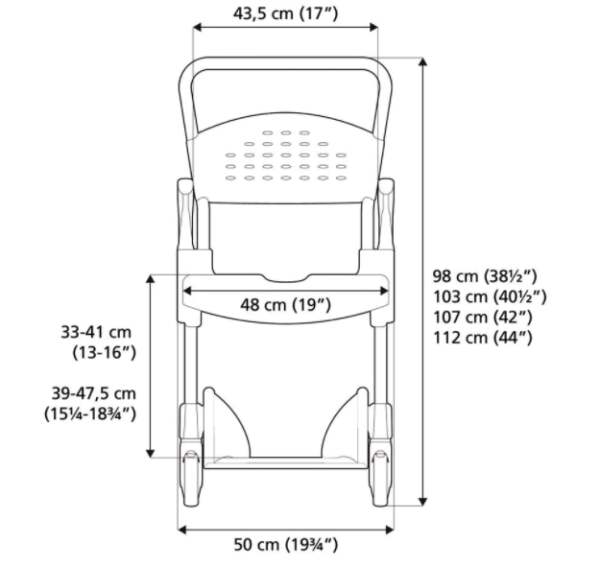 etac Clean Dusch- und Toilettenrollstuhl mit 2 arretierbaren Rädern in verschiedenen Ausführungen