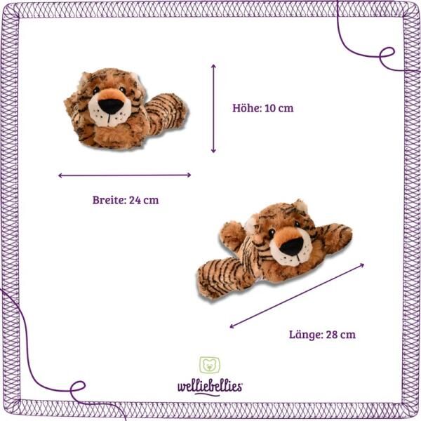 welliebellies® "Tiger groß" Wärmekuscheltier mit Bio-Hirse-Füllung, spendet bis zu 90 min Wärme