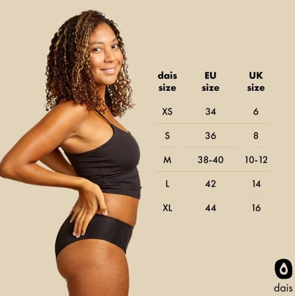 dais Periodenunterwäsche Hipster, super saugfähig (4 Tampons), 2er Bundle, schwarz
