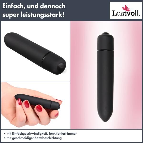 LUSTVOLL Sexspielzeug Kugel-Vibrator Bullet Mini in schwarz ideal für unterwegs Länge: 9,3-cm
