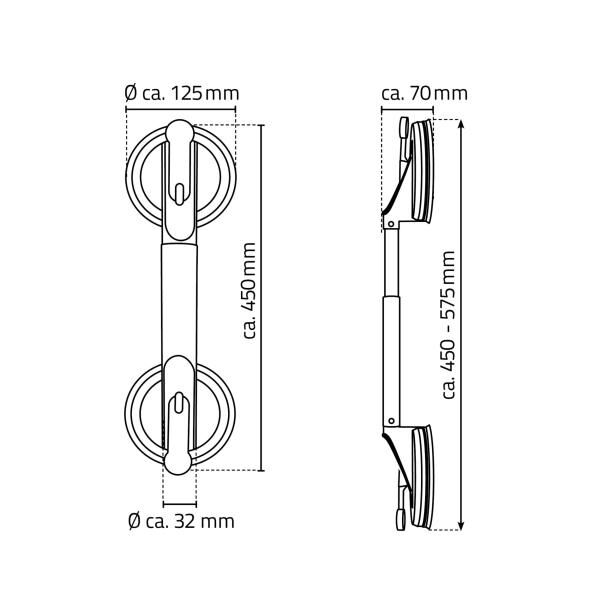 RIDDER Bad Reise-Sauggriff Jim M-L ausziehbar, weiß, Gesamtlänge maximal: ca. 57,5 cm