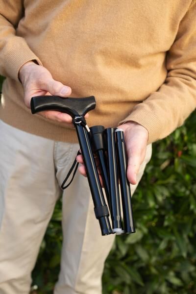 RIDDER Gehstock Ally faltbar mit Aufhänglasche schwarz, höhenverstellbar 80,5 bis 90,5 cm