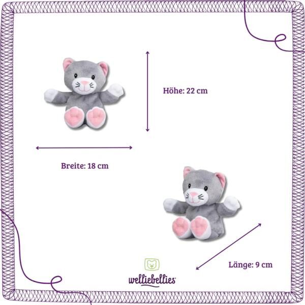welliebellies® "Katze midi" Wärmekuscheltier mit Bio-Hirse-Füllung, spendet bis zu 90 min Wärme