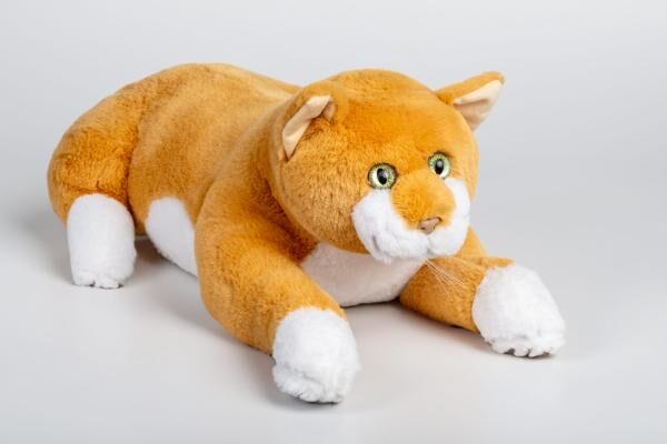 RobiCare® interaktive Therapiekatze "orange-weiß" Demenz-Plüschtier, mit Bewegungssensor