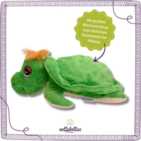 welliebellies® "Schildkröte groß" Wärmekuscheltier mit Bio-Hirse-Füllung, spendet bis zu 90 min Wärm