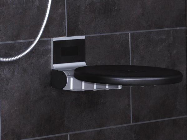 RIDDER Dusch-Klappsitz Zac, schwarz, 36 x 34 cm, Belastbarkeit 150 kg