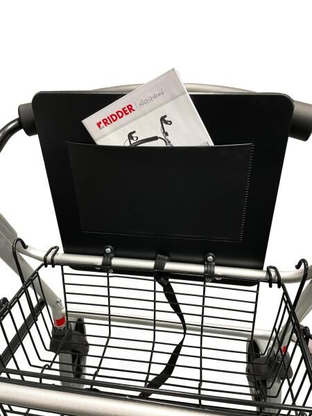 RIDDER Rollator Eco mit Rückenlehne, schwarz, Falttechnik inkl. Einkaufskorb