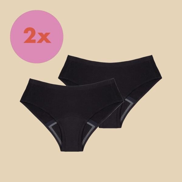 dais Periodenunterwäsche Hipster, super saugfähig (4 Tampons), 2er Bundle, schwarz