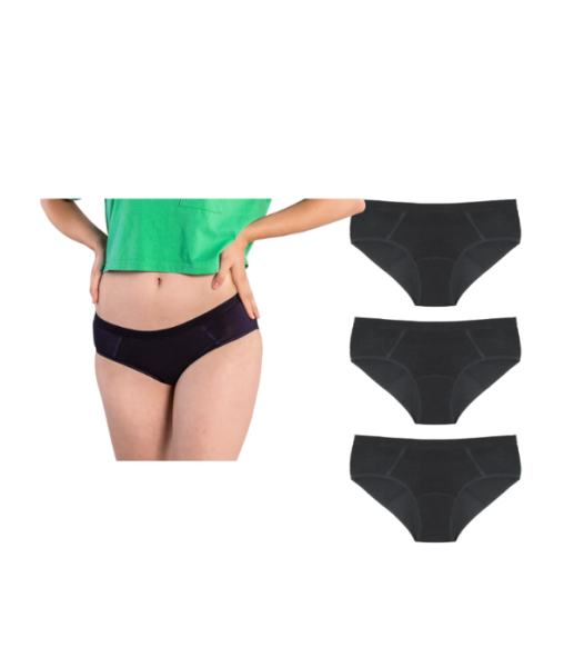 SELENACARE 3er Multipack Periodenunterwäsche Teens Sporty für die leichte bis mittlere Periode