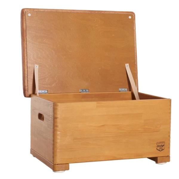 ARTZT Vintage Series Sprungkasten PLUS aus Nadelholz und Rindsleder 70 x 50 x 40 cm