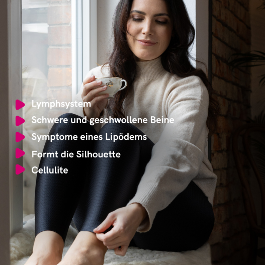 Lipoelastic FLOW leggings schwarz mit sanfter Kompression und Massage Effekt