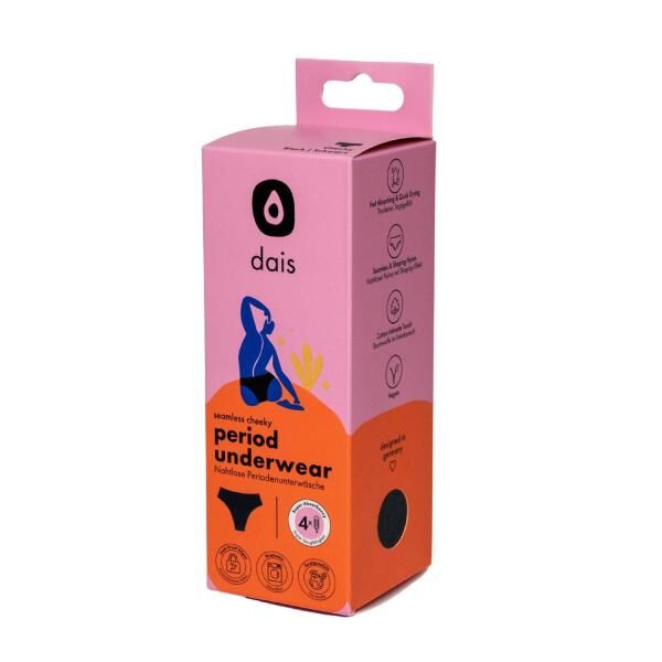 dais Cheeky Periodenunterwäsche, super saugfähig (4 Tampons), 2er Bundle, in Schwarz