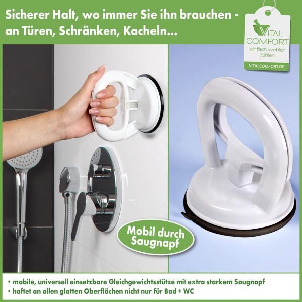 Vital Comfort Gleichgewichtsstütze mobil mit starkem Saugnapf 10 x 10 x 11,5 cm