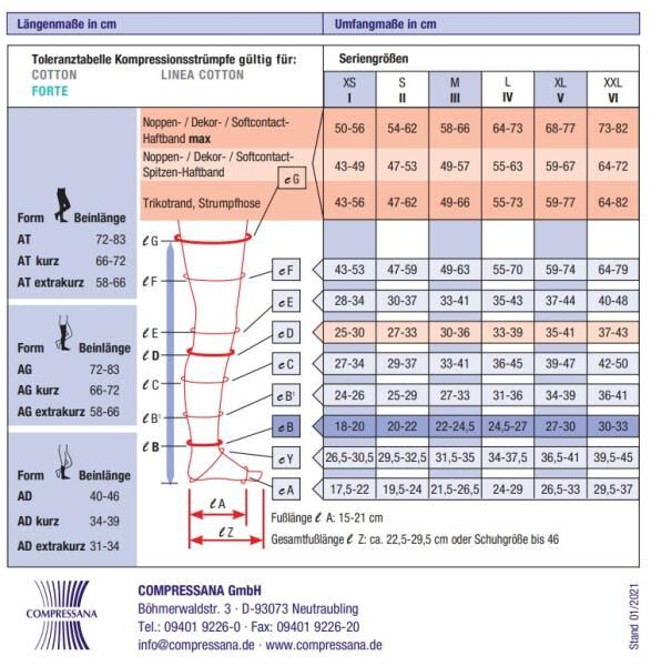 COMPRESSANA Linea Cotton Kniestrümpfe Kompressionsstrümpfe für aktive Beine