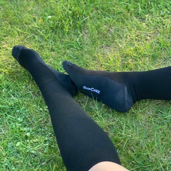 SupCare Baumwoll-Stützstrumpf Kniestrümpfe "Modern-Compress" mit Baumwolle KKL 1, schwarz