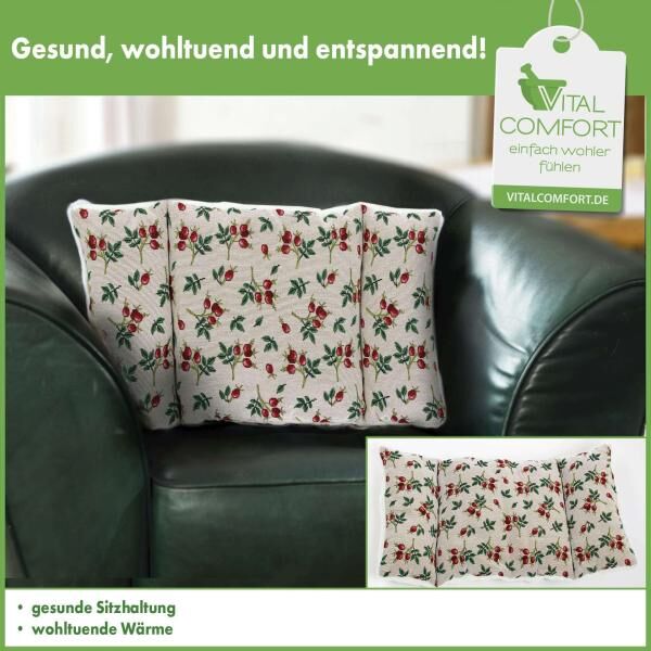 Vital Comfort Rückenkissen 60 x 30 x 8 cm Hagebutte, optimale Unterstützung der Lendenwirbelsäule
