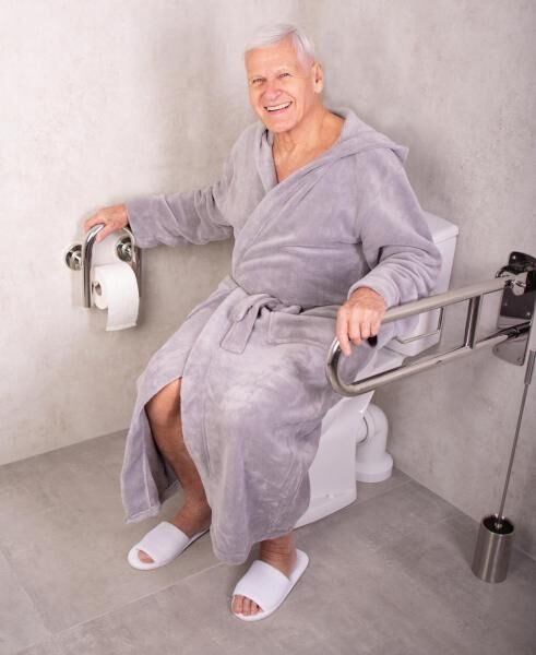 RIDDER WC-Haltegriff Uwe, chromfarben, inkl. WC-Papierhalter aus Edelstahl