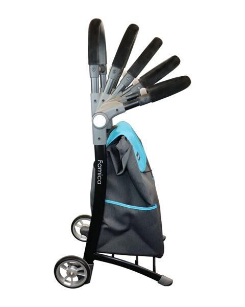 Mobilex Koala Einkaufstrolley mit Sitzfunktion in blau/grau aus reißfestem Nylon