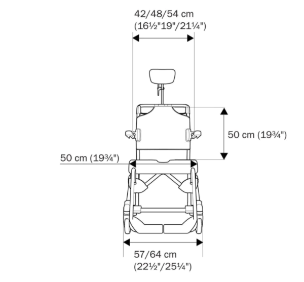 etac Swift Mobil Tilt-2 XL Dusch- und Toilettenrollstuhl mit Kippfunktion u. Kopfstützen
