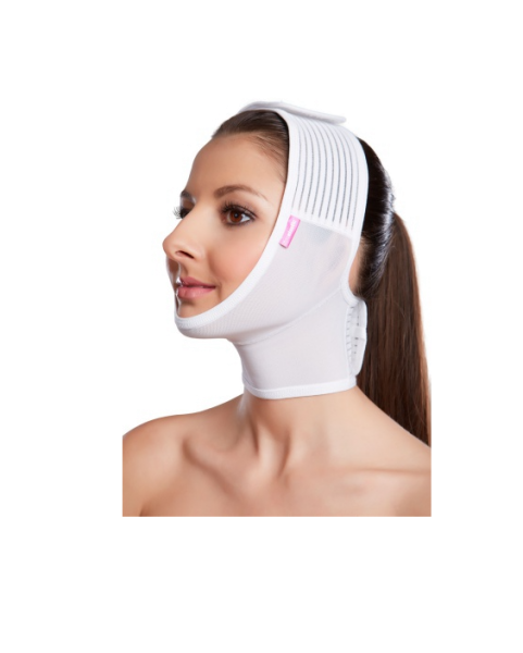 lipoelastic FM Extra postoperative Kompressions-Gesichtsbandage mit Klettverschluss weiß